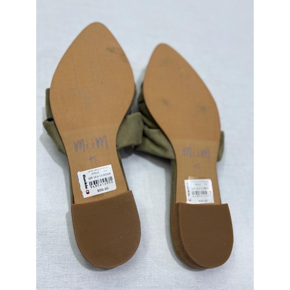 Mi.iM Jevelle Olive Green Knotted Mule Loafers Slip On Pointed Toe Suede SZ 9.5 - Picture 5 of 7